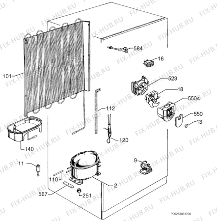 Взрыв-схема холодильника Rex Electrolux RRB34356M - Схема узла Cooling system 017